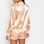 ASOS Story of Lola Silk Satin Pink Bomber Jacket XS SM Photo 2