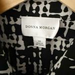 Donna Morgan  | Crepe Black Cream Beige Graphic Print Shirt Dress Maxi | 14 Photo 4