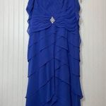 Jovani  Wedding Guest Royal Blue Ruffled V-Neck Sleeveless Dress & Cardigan 20 Photo 0