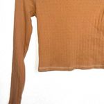 American Eagle 100% Cotton Copper Brown Mock Neck Rib Cropped Top Photo 3