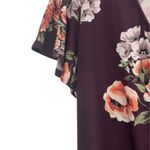 Fortune + Ivy Woman's  Burgundy Floral Faux Wrap Brushed Knit Dress, Large Photo 3