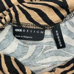 ASOS Design Zebra Print Ruched Bodysuit Womens 14 Tan Black Glam Night Out Y2K Photo 5