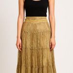WD.NY Gold Lace Ruffled Maxi Skirt. Size Photo 0