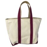 L.L. Bean Boat and Tote Vintage 90s Cream Burgundy Canvas Tote Bag Photo 5