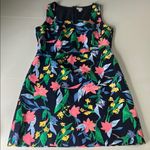 J.Crew  Navy Floral Dress Women’s Size 10 Floral basketweave square-neck dress Photo 1
