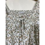 Paper Crane  Women Babydoll Top M Floral Puff‎ Sleeve Smock Crop Tie Ruffle White Photo 4