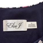 Eliza J  Dress Navy Pink White Floral Bell Sleeve Career Lined Shift Dress Size 6 Photo 9
