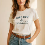 Cape Cod White Fitted Crew Neck 100% Cotton Tee Coastal Classic Preppy Small Photo 0