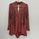 Free People  Tell Tale Dusty Mauve Lace Tunic Dress, size Xs Photo 4