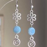 Handmade retro vintage fairy boho funky hippie style spiral flower dangle earrings🌀🌱 Photo 1