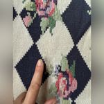 Vintage 80s Ninon de Lenclos diamond floral knit tunic sweater, size large Gray Photo 6