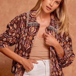 NWT Savanna Jane Printed Aztec Western Corduroy Jacket with Rhinestone Photo 0