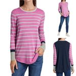Nic+Zoe  Vital Striped Top Sweater Pullover, Pink Navy Grey Size S New w/Tag Photo 1