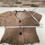 Anthropologie steampunk short bell sleeve cotton vest jacket tan Sz L Hazel Photo 10