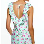 ZARA RUFFLED FLORAL DRESS V-neck Midi Dress Side Slit at Hem Blue/Pink NEW Photo 5