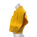 Cider  Women's Yellow Collared Polo Short Sleeve Knit Cropped Sweater Top Size L Photo 1
