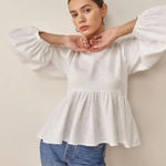 Reformation  Rumi Long Sleeve Linen Babydoll‎ Blouse Size XS Photo 0
