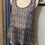 Olsenboye  Blue Printed Sheer Tank Top Photo 6
