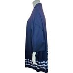 Woman Within Long Sleeve Open Faced Cardigan Size 2X Navy White Tye-Dye Bottom Photo 3