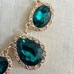 2028 Gold Tone Emerald Green Crystal Drop Necklace Photo 2