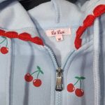 Cherry graphic blue full zip hoodie women's medium NWT Photo 3