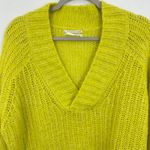 by‎ Anthropologie Sweater Vibrant Neon Yellow Knit V Photo 5
