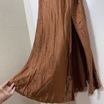 Selfie Leslie NEW!  Well Versed Pleated Bust Front Split Slip Dress Chocolate MED Photo 7
