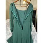 Swiss Dot Mini Babydoll Dress XS Square Neck A line Long Slv Green Flirty Cottag Photo 4