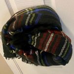GMPC Black Striped Plaid Blanket Scarf Womens One Size Photo 1