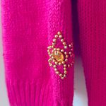 Vintage bright pink cotton/ramie sweater with beads and rhinestones Photo 5
