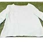 Francesca Bettini Italian Made Eyelet Trim Bell Sleeve Linen Top sz M Mint Green Size M Photo 0