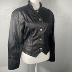 Vintage Black Leather Jacket M Buffalo Nickel Buttons Grunge Goth Street 80s 90s Size M Photo 8