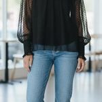 DRA Los Angeles Black Sheer Swiss Dot Blouse Size XS Photo 0