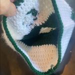 Handmade Green and White Crochet Beanie with Flower Photo 1