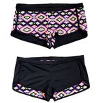 LA Hearts Bikini Bottoms Boy Short Swim Reversible Black Aztec L Large Photo 1