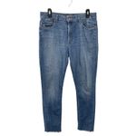 MOTHER Jeans HW Looker Ankle Fray in Jumping Off Swings Size 30 Denim Raw Hem Blue Photo 2