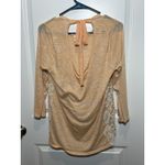 Charming Charlie Charming Charlies Peach Top Large Lace Tie Long Sleeve Blouse Shirt L‎ Flowy Photo 3