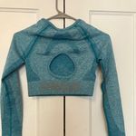 Gymshark Flex Sports Long Sleeve Crop Top - Teal Marl/ Light Grey Photo 1