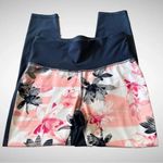 Xersion Navy Blue and Pink Floral Leggings | Medium | EUC Photo 3