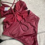 Shade & Shore Monokini Plunge Cut Out High Leg Lurex One Piece Swimsuit - ™ Burgundy Photo 7