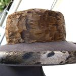 American Vintage Maximalist Vintage Wool Feather Faux Fur Brimmed Hat Avant Garde Excello Bollman Photo 3