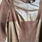 Women’s Brown mix suede and faux leather mini dress in size small Photo 5