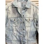 No Boundaries  Light Wash Denim Jacket Size M Pockets Button Up Collar Distressed Photo 1