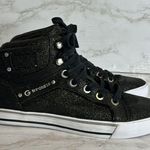 G by Guess  ladies black sparkle glitter high top sneaker shoes size 9.5 M Photo 4