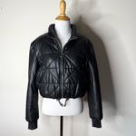 BLANK NYC Black Faux Leather Quilted Puffer Jacket Photo 1