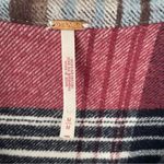 Free People  Penny Plaid Mini Shirtdress Embellished Red Blue Beaded size Medium Photo 13