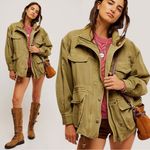 We The Free Free People Arya Utility Jacket Army Green Oversized Medium Grunge 90s Spring Photo 0