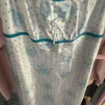 White Vintage Midi Slip Dress with polka dots and blue floral print Photo 2
