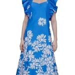ZARA  Daisy Floral Statement Ruffle Sleeve Midi Dress Size Medium Sweetheart Neck Photo 0