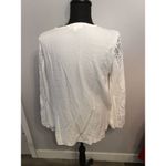 Cactus And Pearl Medium White Pleated Tunic Top Ruffled Lace Sleeves Bib Collar Photo 1